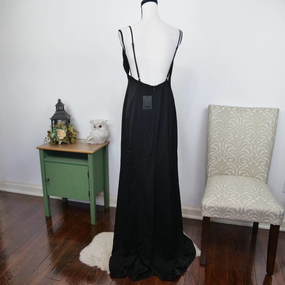 NBD Charlise Black Twisted Cut Out Maxi Gown Size L High Slit Dress Revolve - Picture 6 of 8